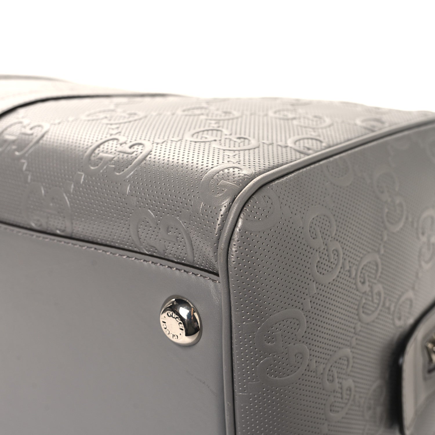 Gucci Calfskin GG Tennis Embossed Duffle Bag Grey 11 of 12