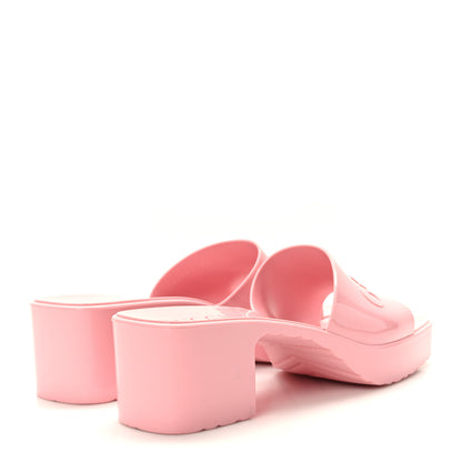 Gucci Rubber Gucci Logo Womens Platform 20/60mm Slide Sandals 38 Wild Rose 4 of 8