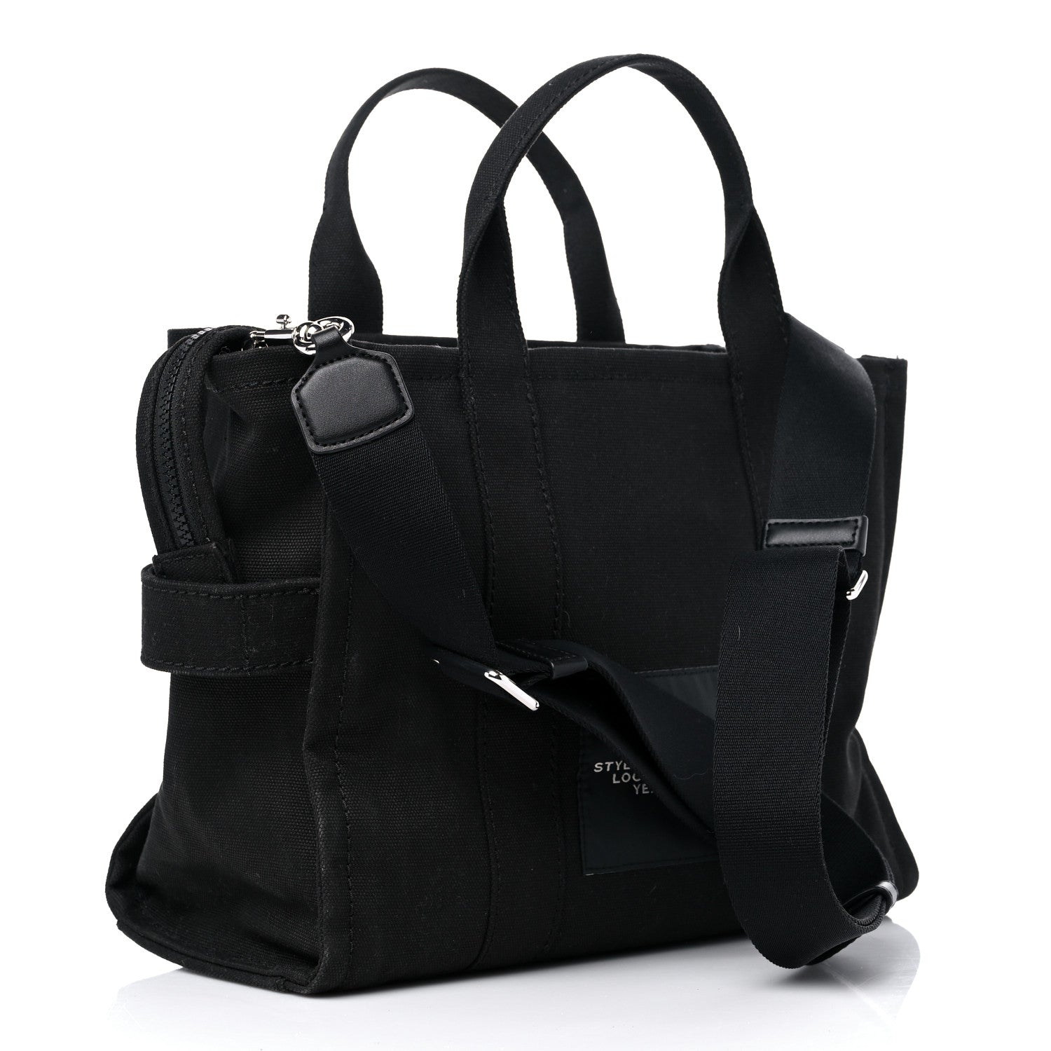 Marc Jacobs Cotton Canvas Small The Traveler Tote Bag Black 3 of 10