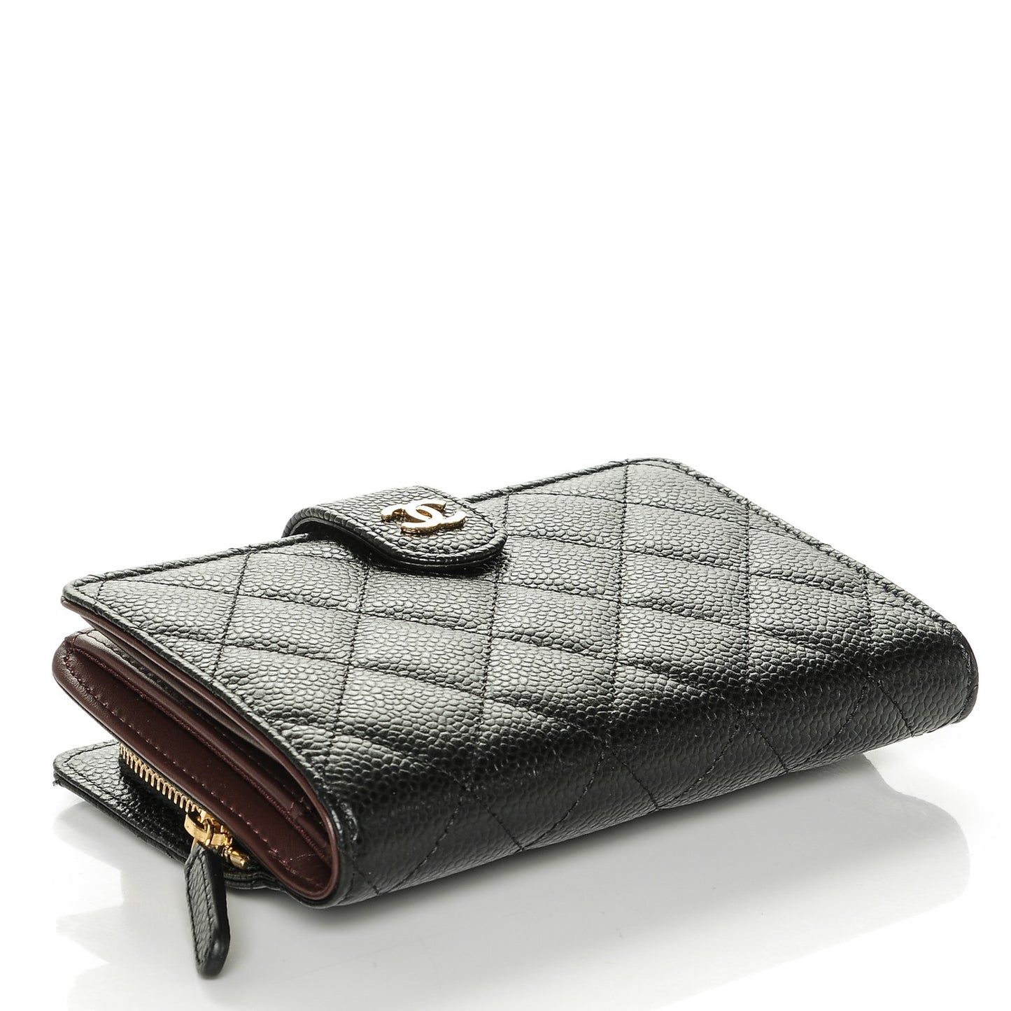 Caviar Quilted Zipped Pocket Wallet Black