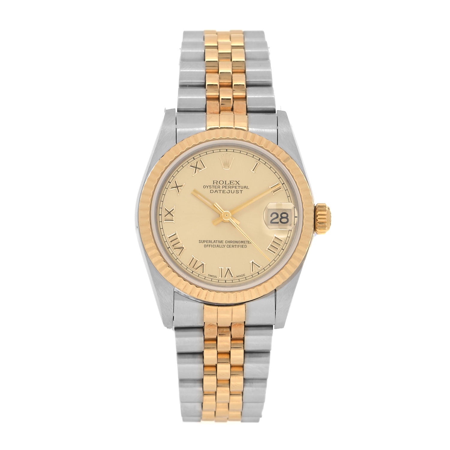 Rolex Stainless Steel 18K Yellow Gold 31mm Oyster Perpetual Datejust Watch Champagne Roman 78273 1 of 4