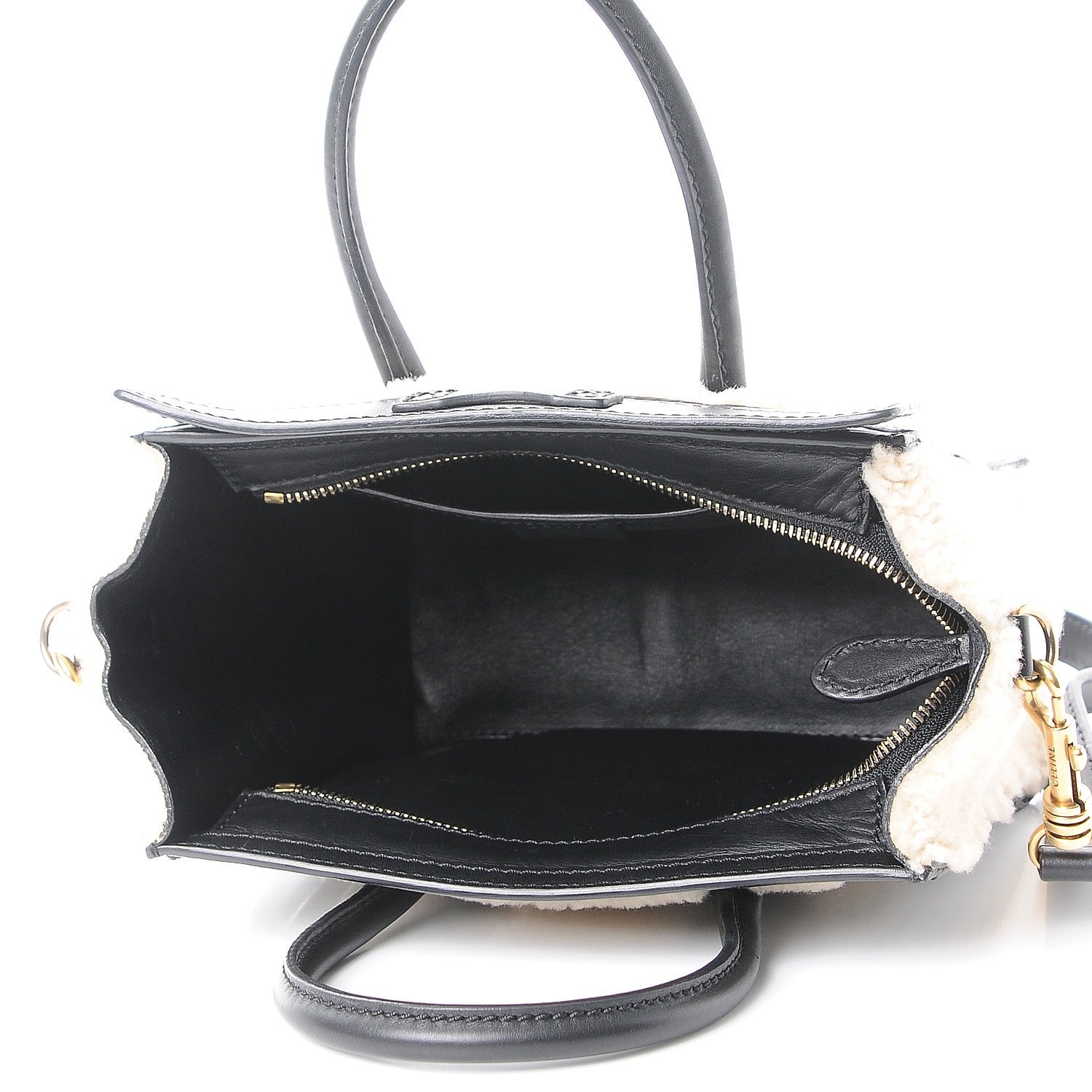 Celine Smooth Calfskin Shearling Nano Luggage Cream 5 of 11
