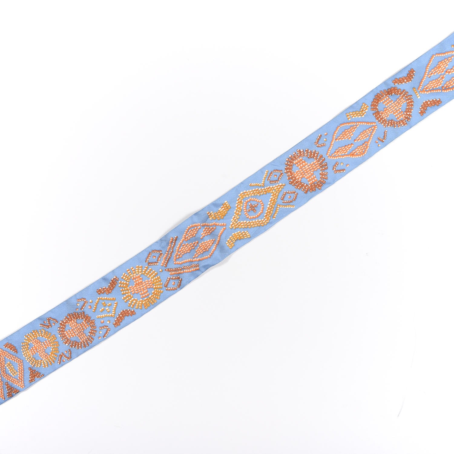 Hermes Silk Kelly En Perles Twilly Bleu Azur Orange 3 of 4