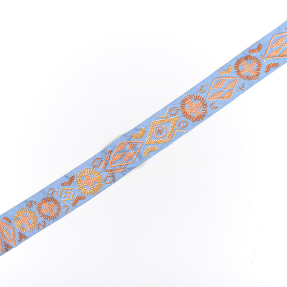 Hermes Silk Kelly En Perles Twilly Bleu Azur Orange 3 of 4