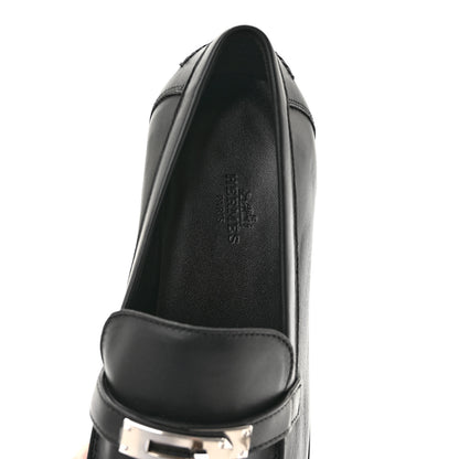 Hermes Calfskin Womens Destin Loafers 37.5 Black 7 of 10