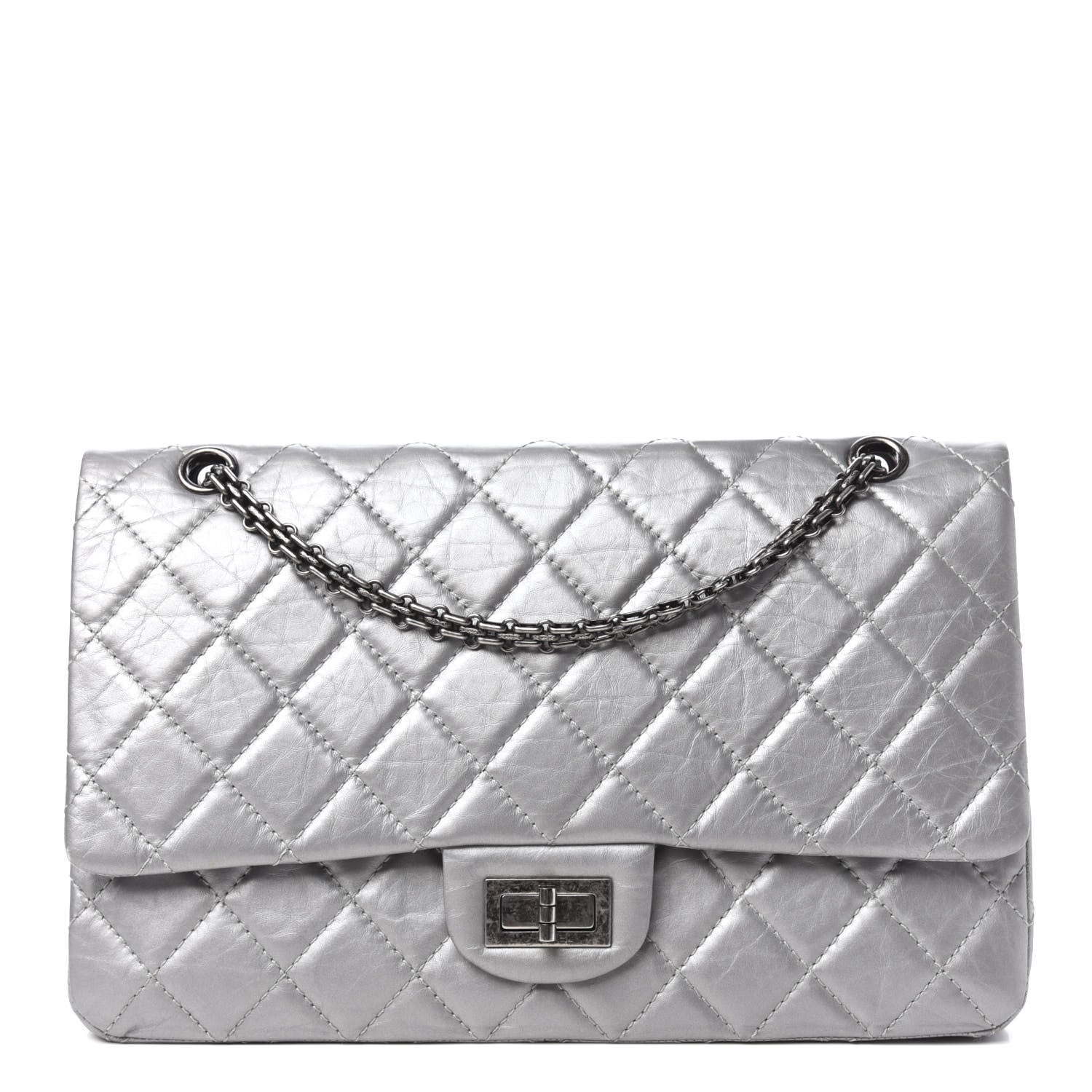 Chanel Metallic Aged Calfskin Quilted 2.55 Reissue 227 Flap Silver 1 of 10