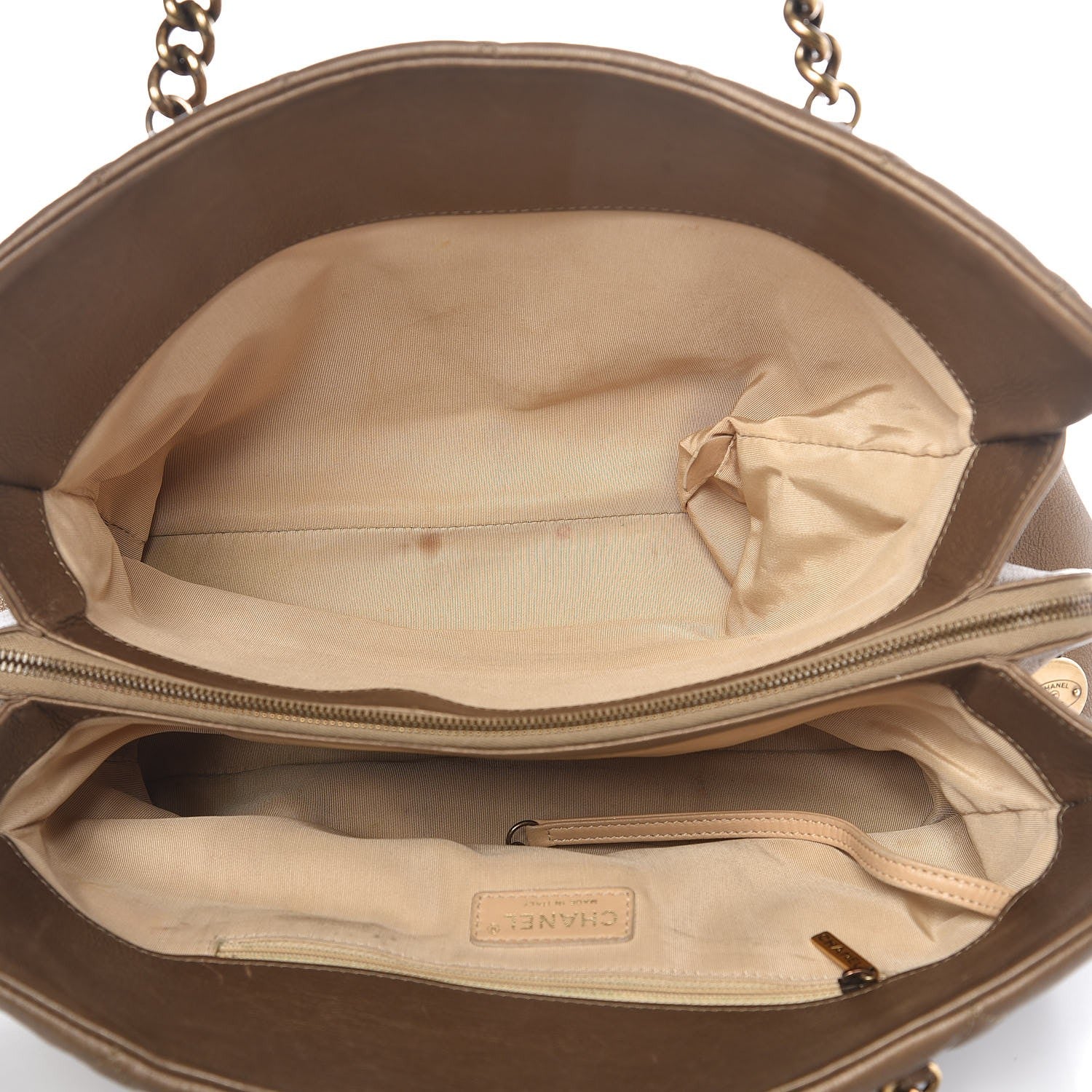 Chanel Calfskin Quilted Large CC Crown Tote Gold 5 of 17