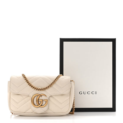 Gucci Calfskin Matelasse Super Mini GG Marmont Shoulder Bag White 11 of 11