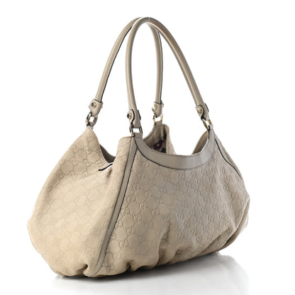 Gucci Guccissima Large D Gold Ring Shoulder Bag Off White 2 of 7