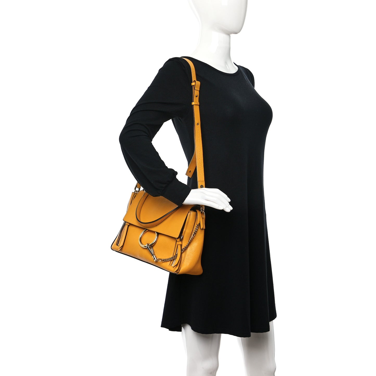 Calfskin Small Faye Day Shoulder Bag Dusty Yellow