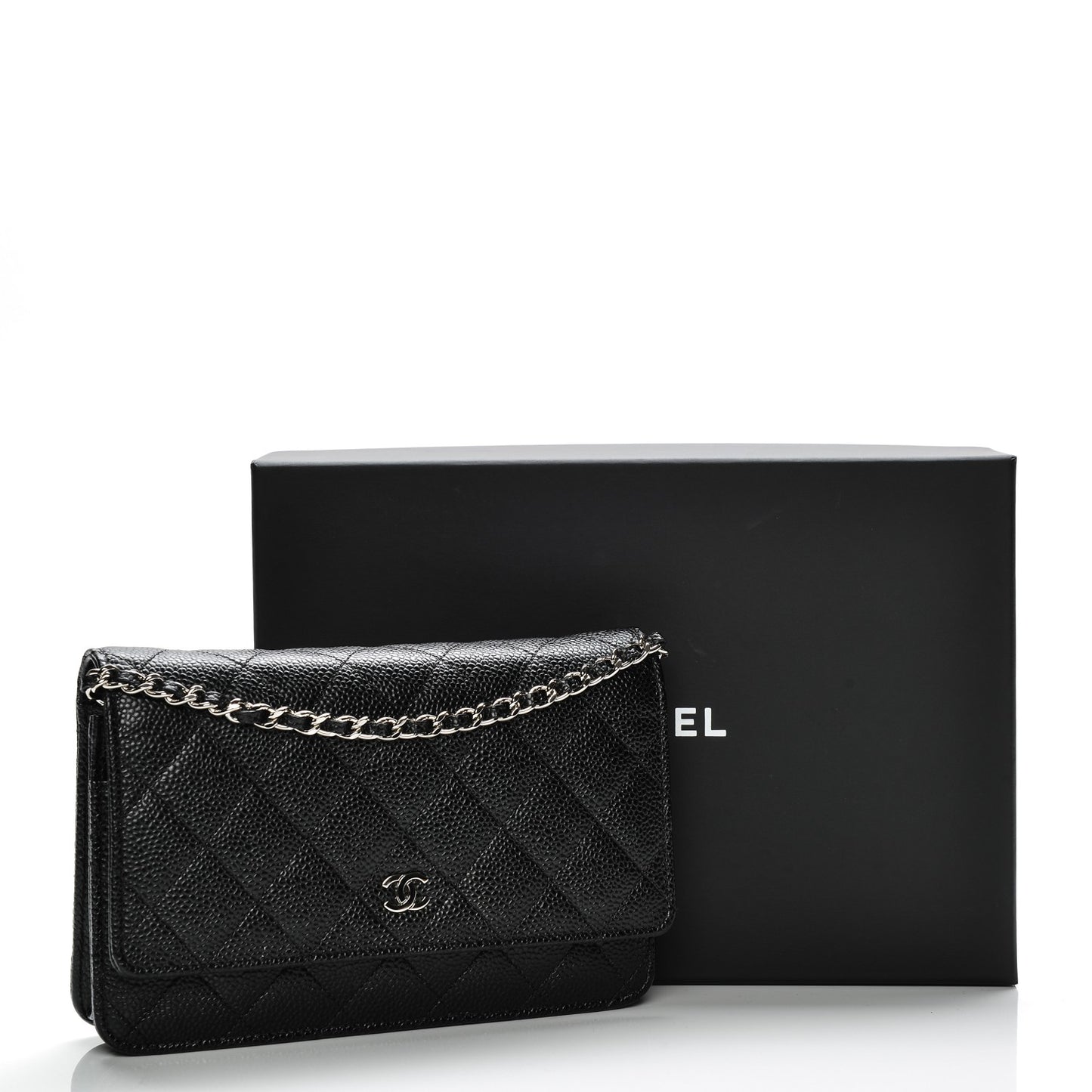 Caviar Quilted Wallet On Chain WOC Black