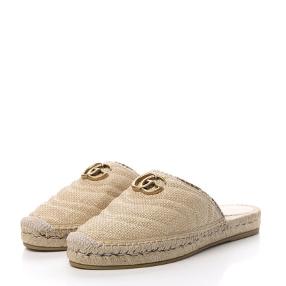 Gucci Raffia Elaphe Matelasse GG Marmont Espadrille Slippers 39 Natural Cream Brown 3 of 8