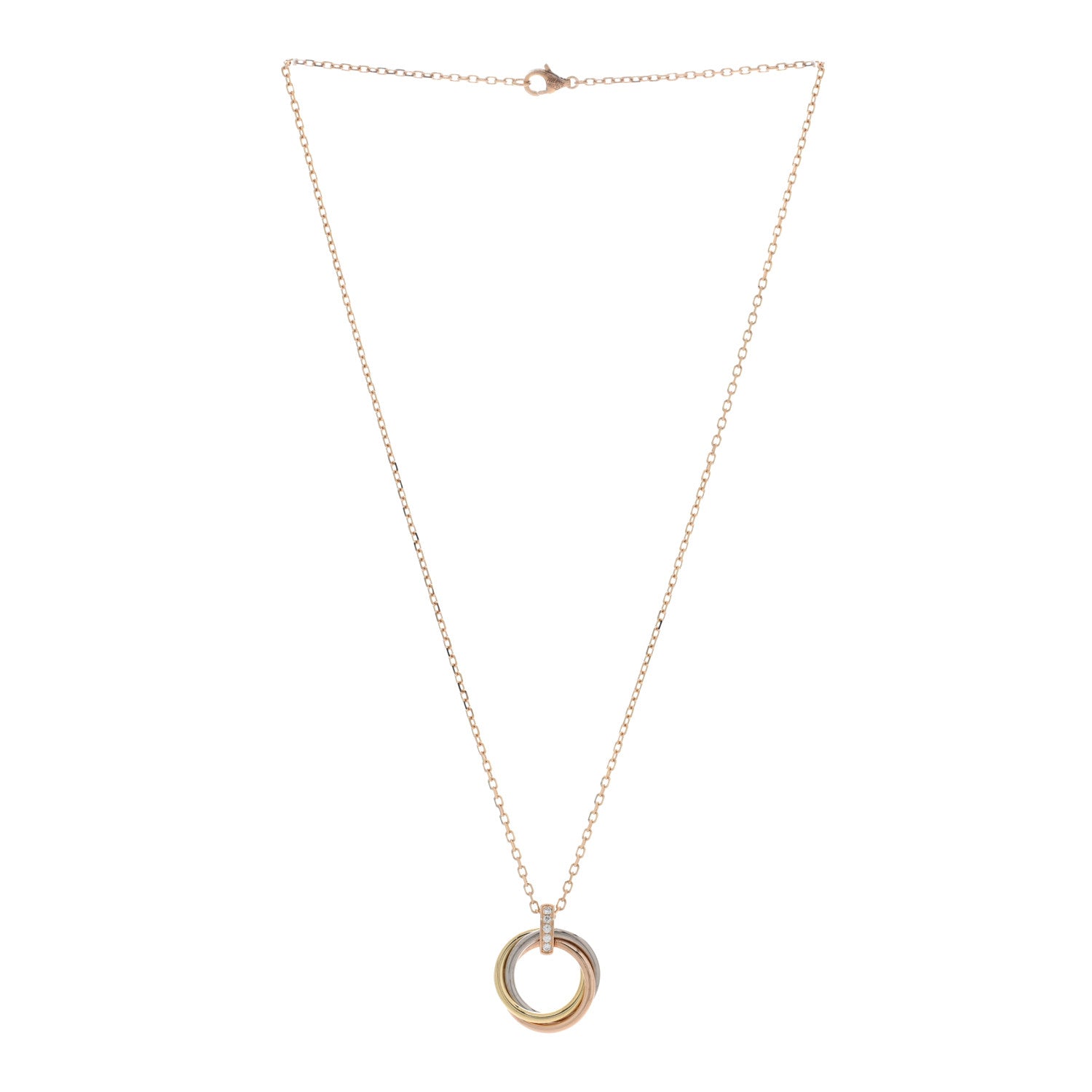 Cartier 18K Pink White Yellow Gold Diamond Trinity Pendant Necklace 3 of 4