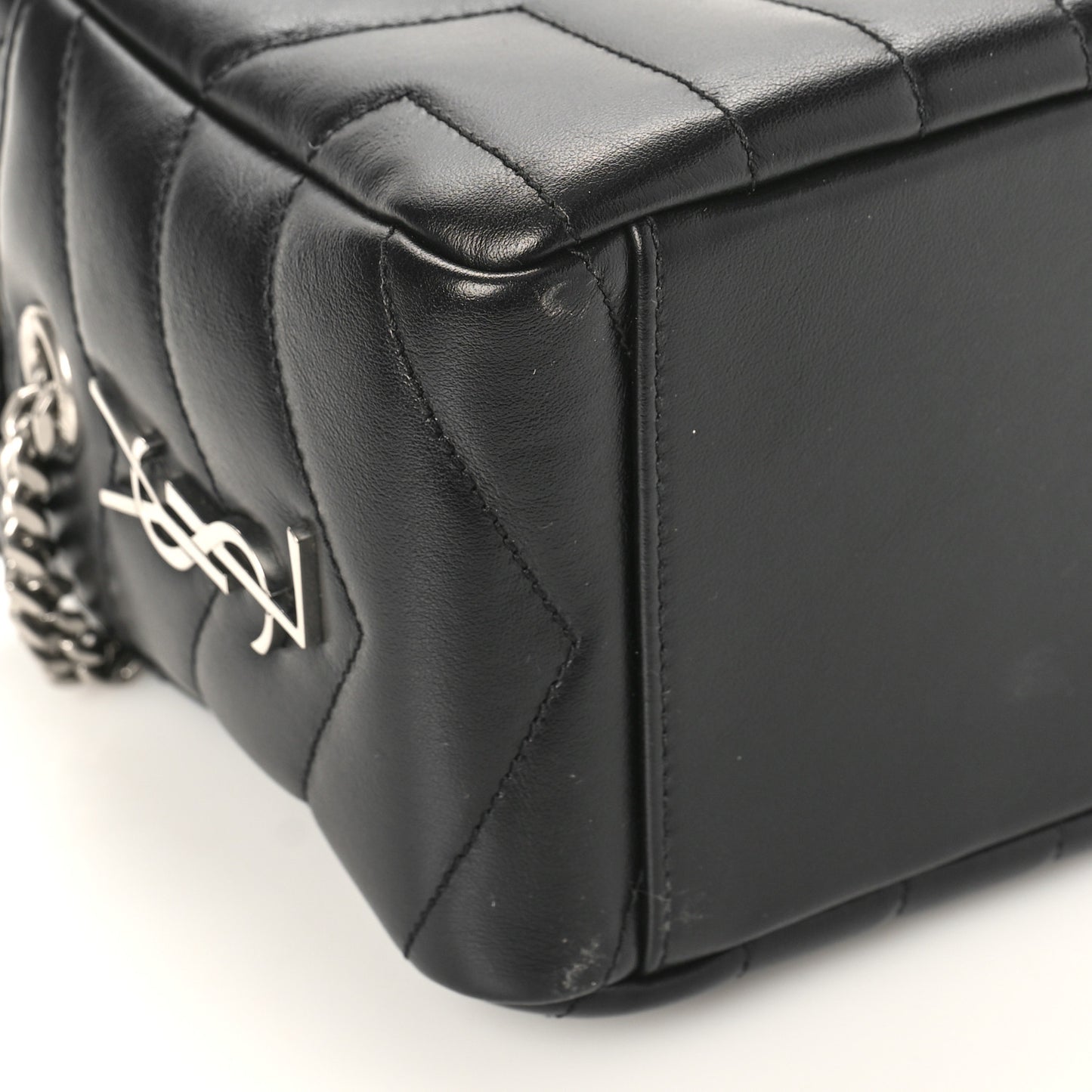 Calfskin Y Quilted Monogram Small Loulou Bowling Bag Black