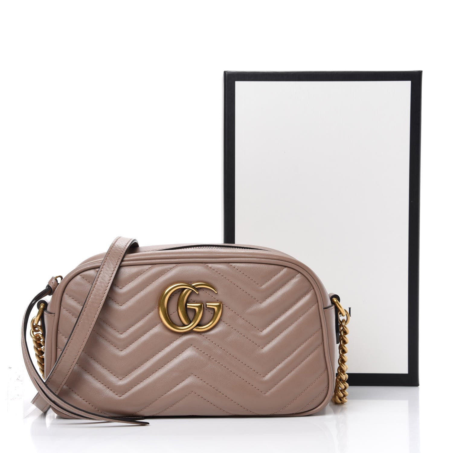Gucci Calfskin Matelasse Small GG Marmont Chain Shoulder Bag Porcelain Rose 11 of 11