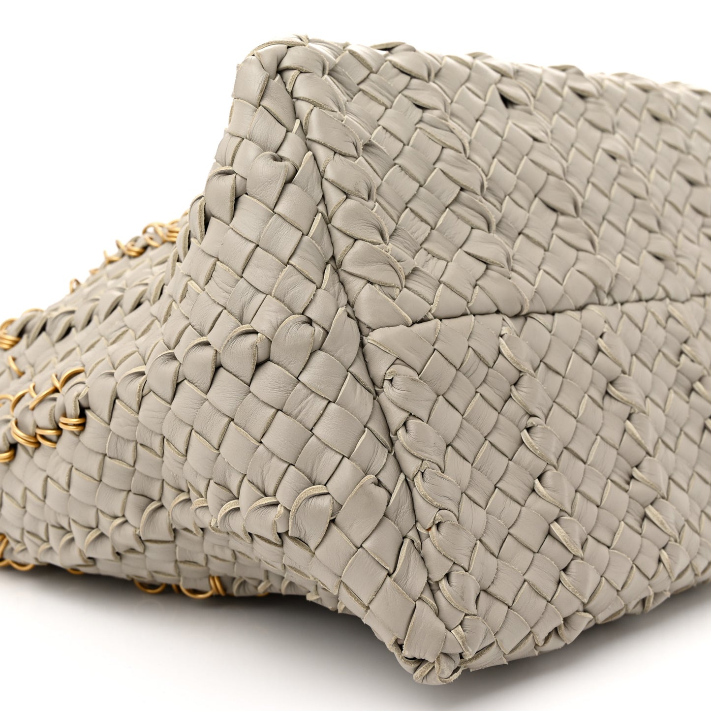 Nappa Intrecciato Small Lido Metal Rings Tote Fume