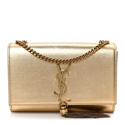 Saint Laurent Metallic Calfskin Small Classic Monogram Kate Tassel Satchel Gold 1 of 11