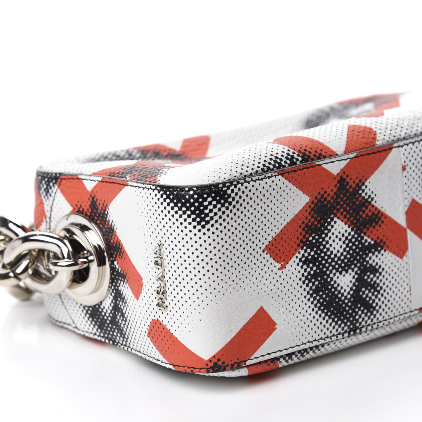 Vitello Daino Eye Inside Shoulder Bag Bianco Arancio