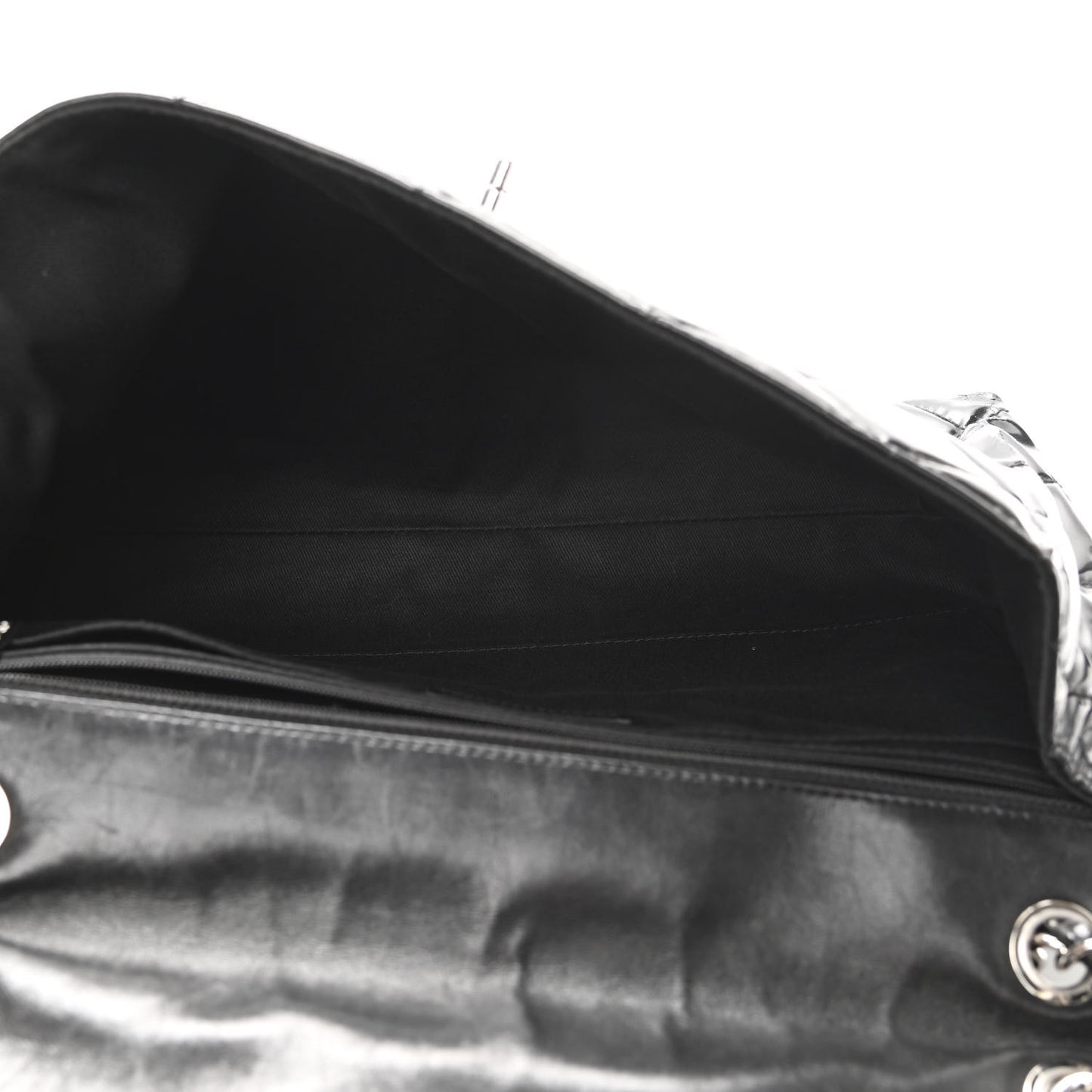 Vinyl Quilted In the Business Flap Bag Black