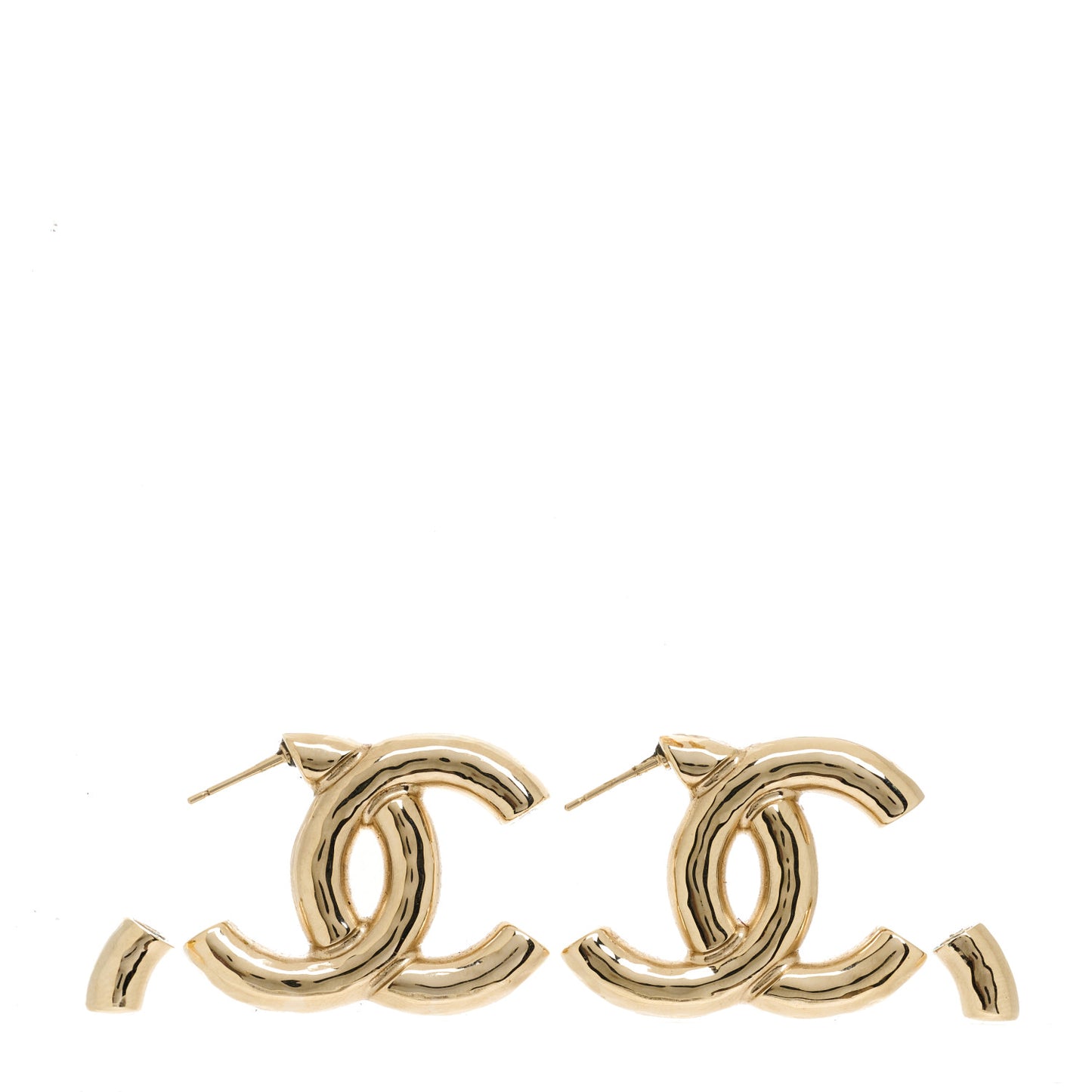 Metal Large CC Earrings Light Gold