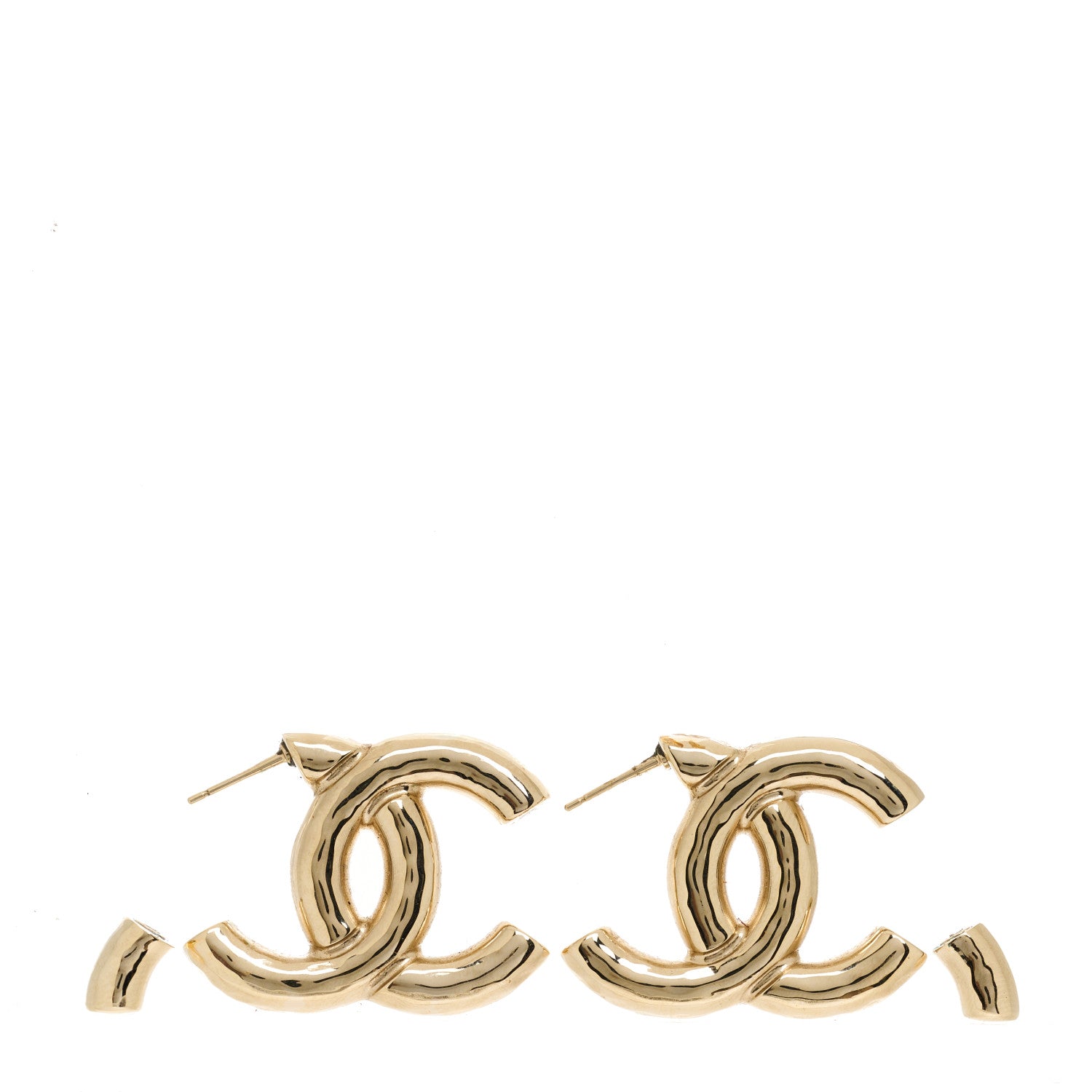 Chanel Metal Large CC Earrings Light Gold 3 of 5