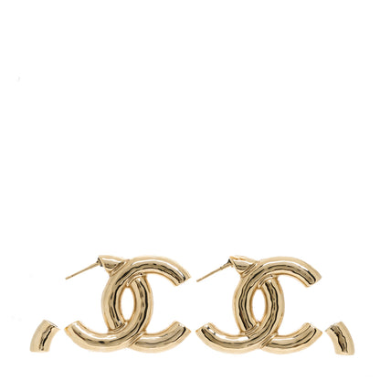 Chanel Metal Large CC Earrings Light Gold 3 of 5