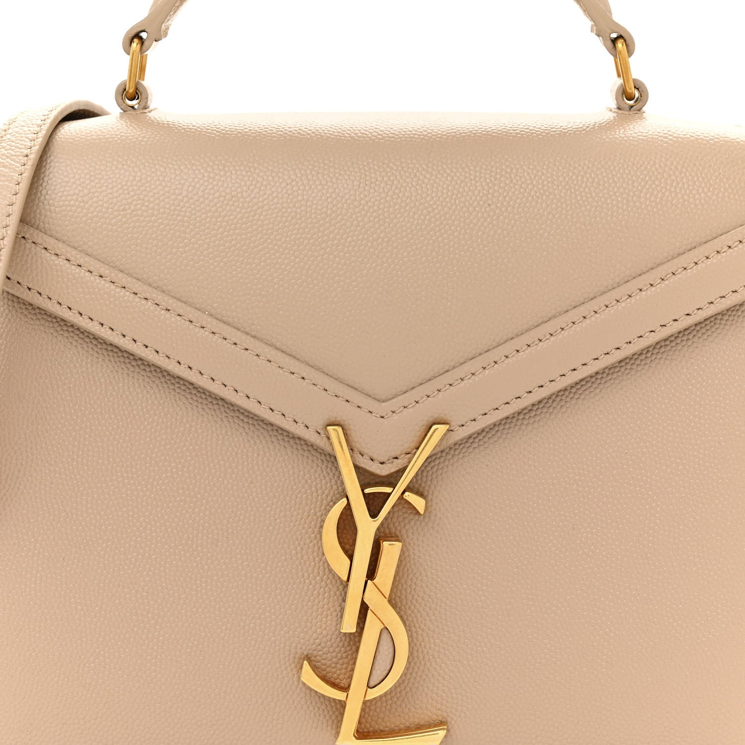 Saint Laurent Grain de Poudre Mini Classic Monogram Cassandra Top Handle Beige 8 of 14