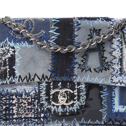 Chanel Denim Tweed Patchwork Medium Single Flap Blue 10 of 10