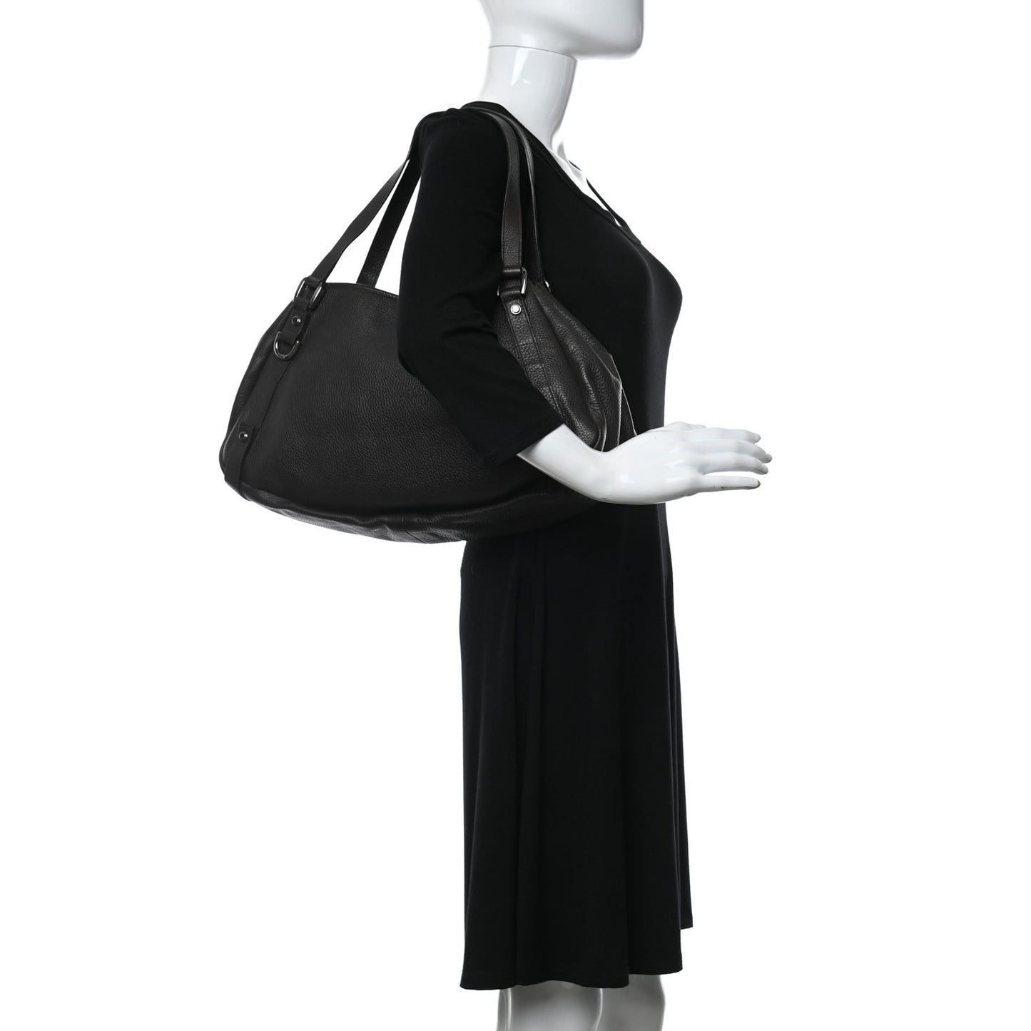 Calfskin Medium Abbey Shoulder Bag Dark Brown