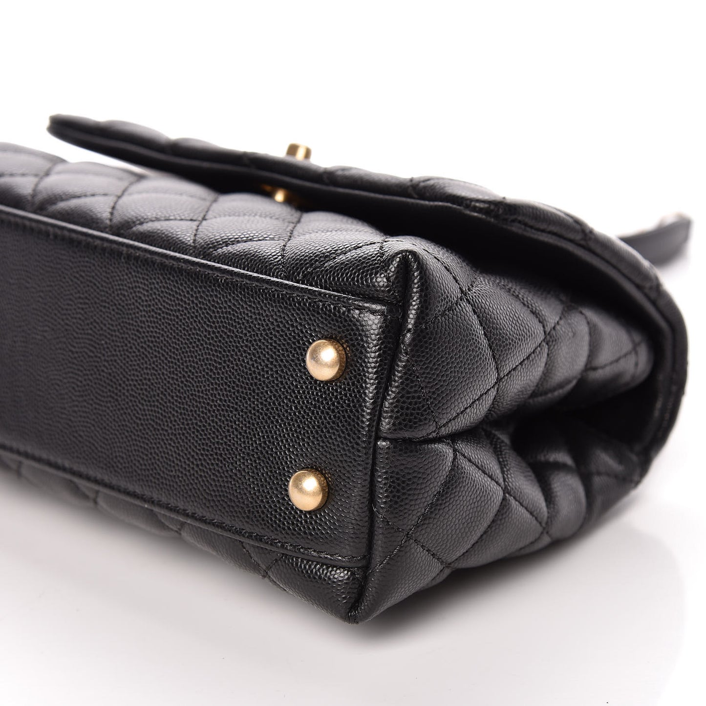 Caviar Lizard Embossed Quilted Mini Coco Handle Flap Black