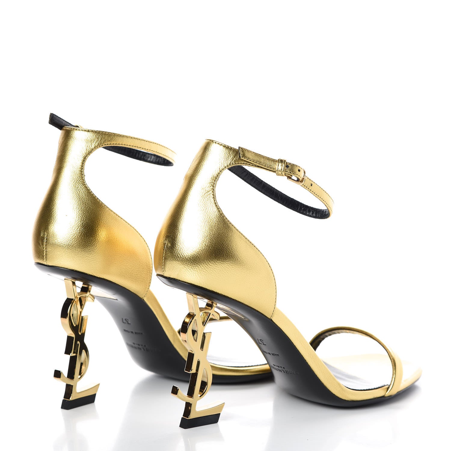 Saint Laurent Calfskin Opyum Sandals 37 Oro 4 of 8