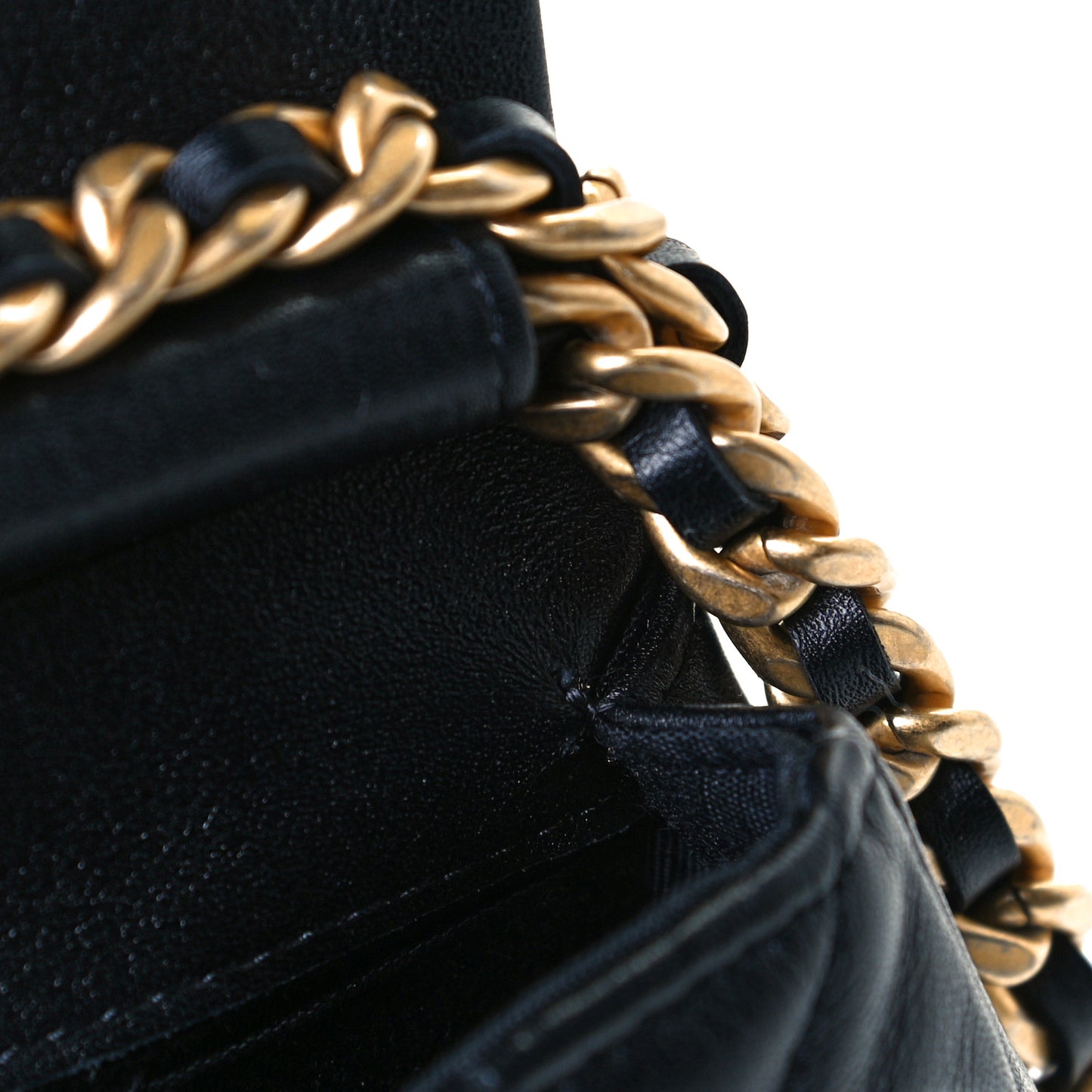 Calfskin Quilted Coco Mail Clutch With Chain Black