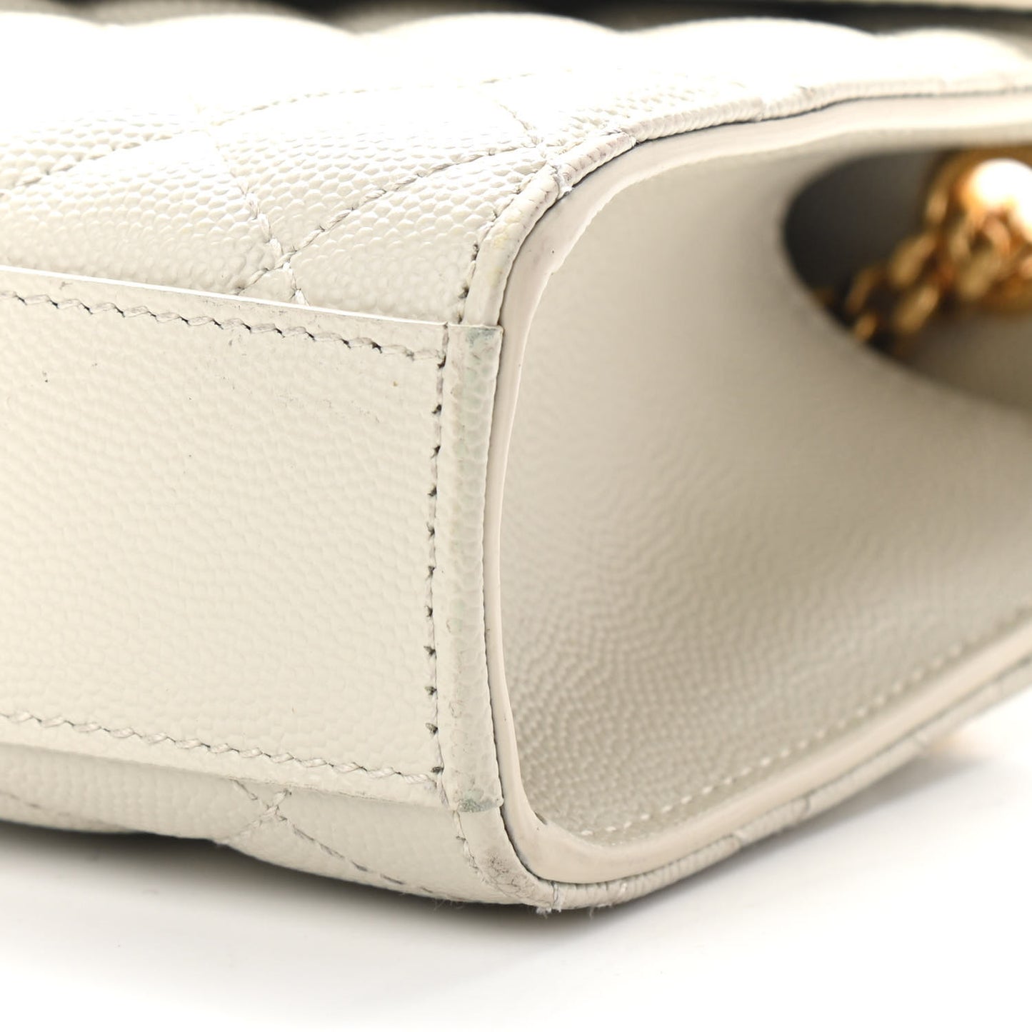Grain De Poudre Textured Mixed Matelasse Triquilt Small Monogram Satchel Crema Soft