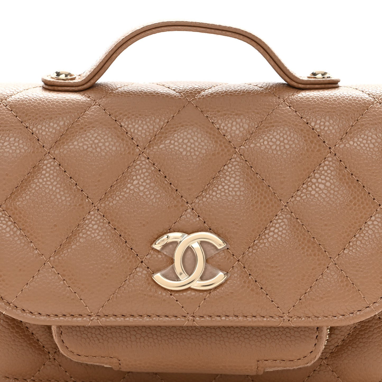 Caviar Quilted Business Affinity Clutch With Chain Flap Dark Beige