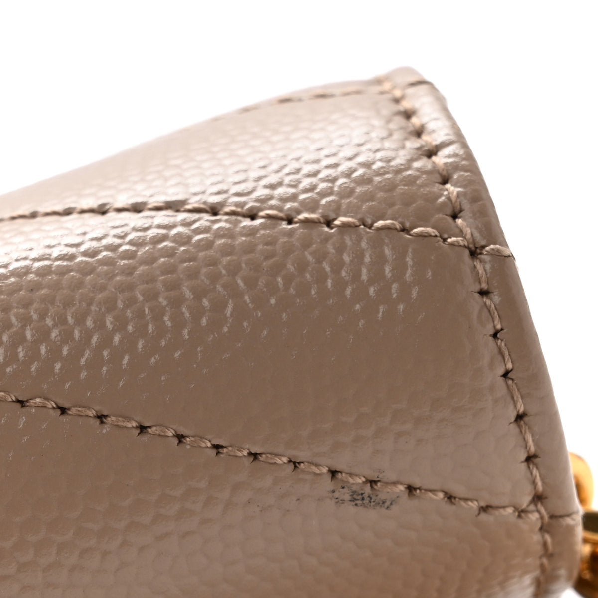 Saint Laurent Grain De Poudre Matelasse Chevron Monogram Chain Wallet Dark Beige 12 of 14