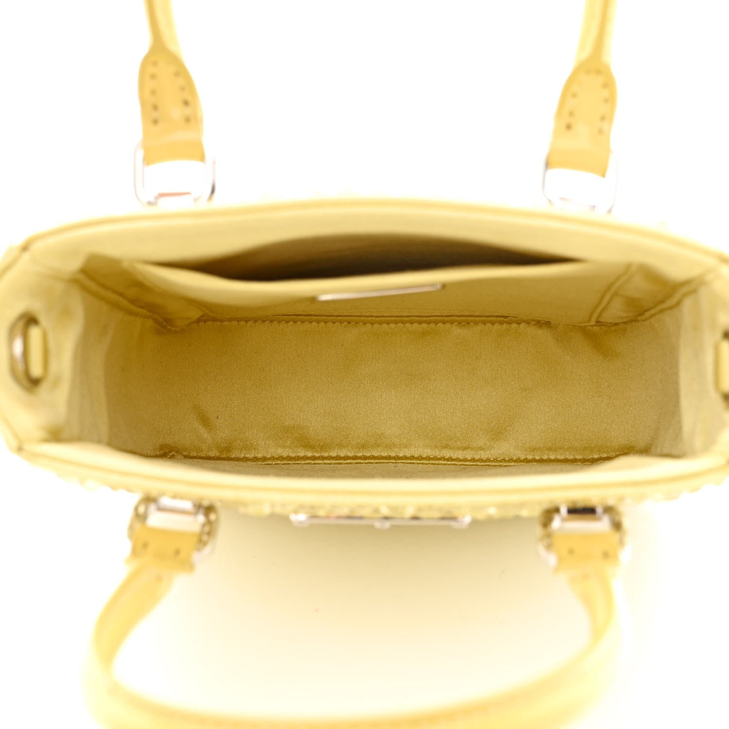 Prada Satin Crystal Metal Triangle Logo Small Double Handle