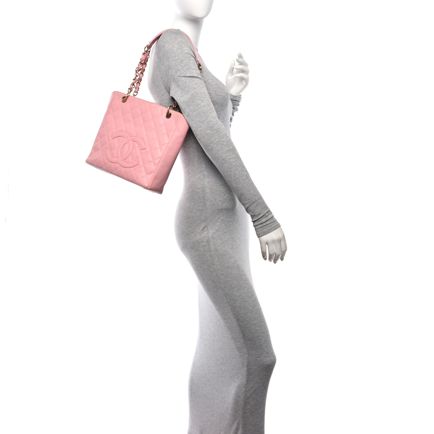 Caviar Quilted Petit Shopping Tote PST Pink