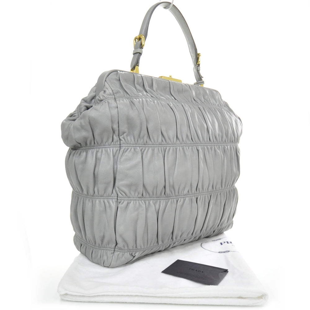 Prada Nappa Dressy Gaufre Framed Tote Nuvola 2 of 10