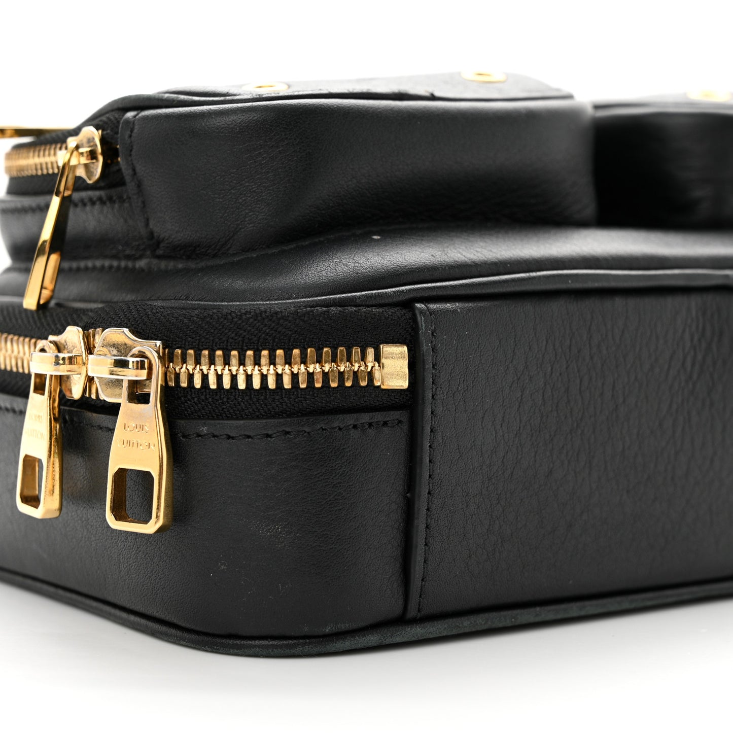 Calfskin Monogram Embossed Utility Crossbody Black
