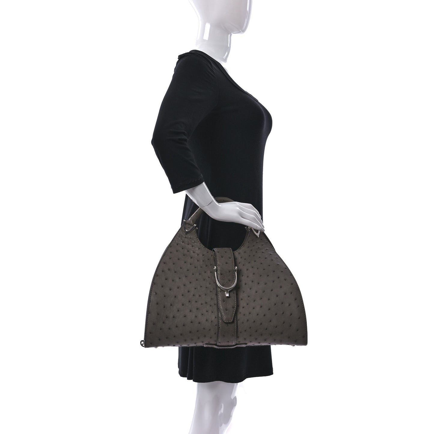 Ostrich Medium Stirrup Top Handle Bag