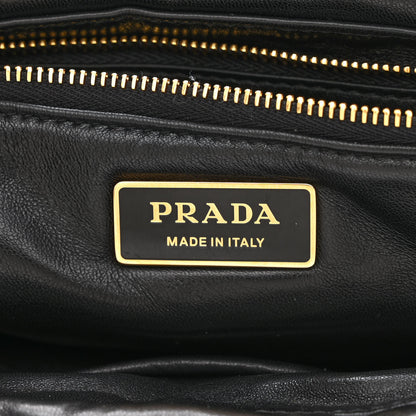Prada Nappa Soft Padded Logo Embossed Triangle Quilted Small Shoulder Bag Black 6 of 10