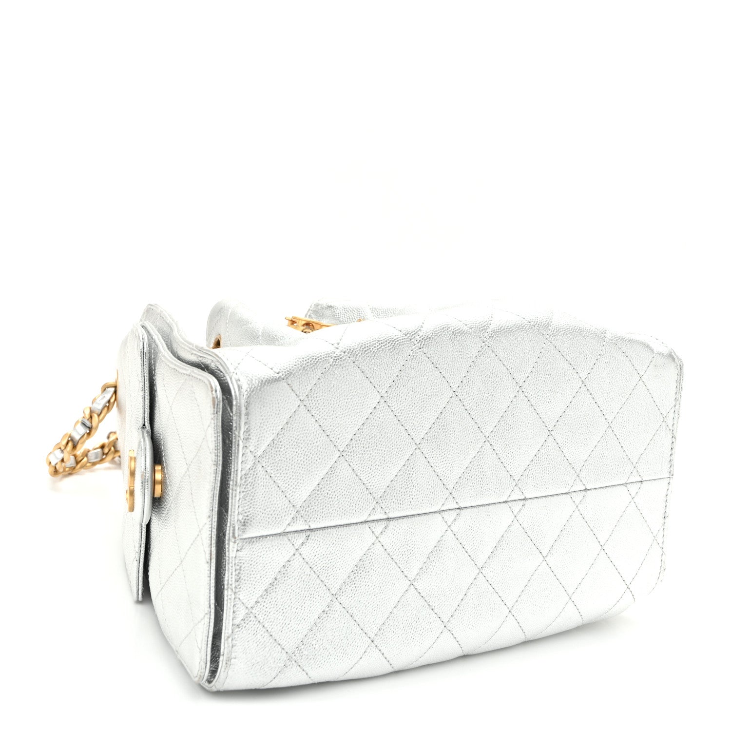 Chanel Metallic Caviar Quilted Small Chanel 25 Handbag Silver 4 of 10