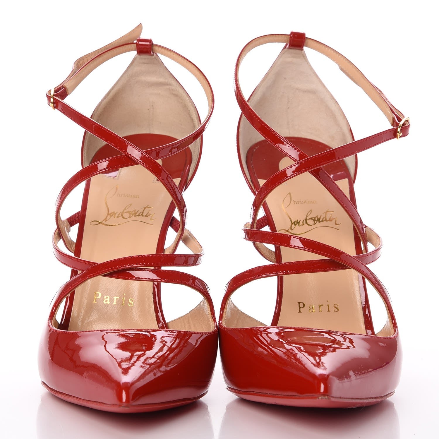 Christian Louboutin Patent Crossfliketa 100 Pumps 37.5 Flamenco 2 of 8