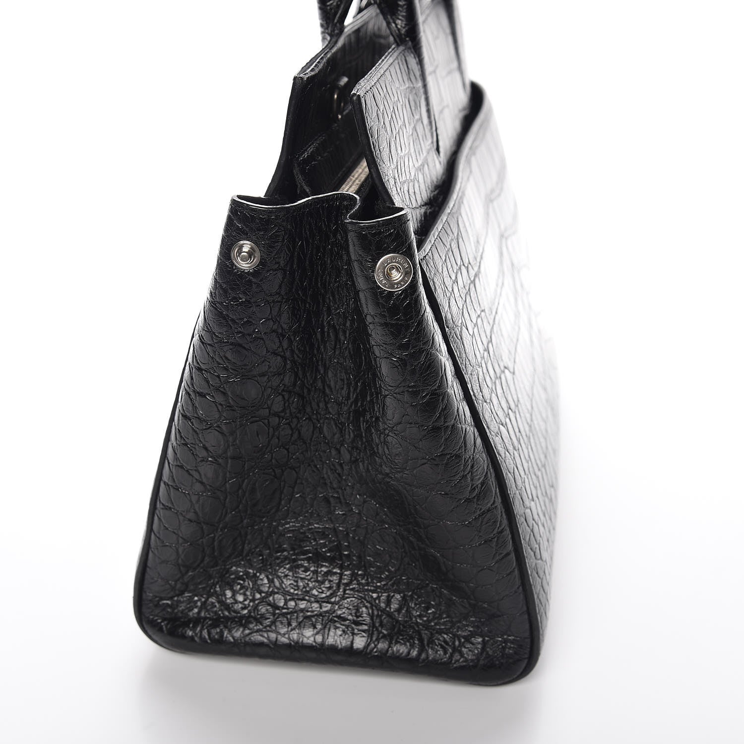 Saint Laurent Calfskin Crocodile Embossed Medium Cabas Rive Gauche Black 8 of 8