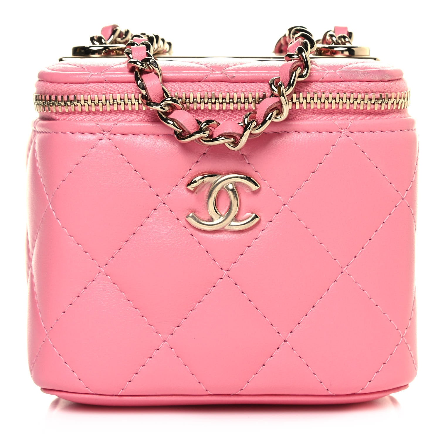 Chanel Lambskin Quilted Trendy Mini Vanity Case With Chain Pale Pink 1 of 13