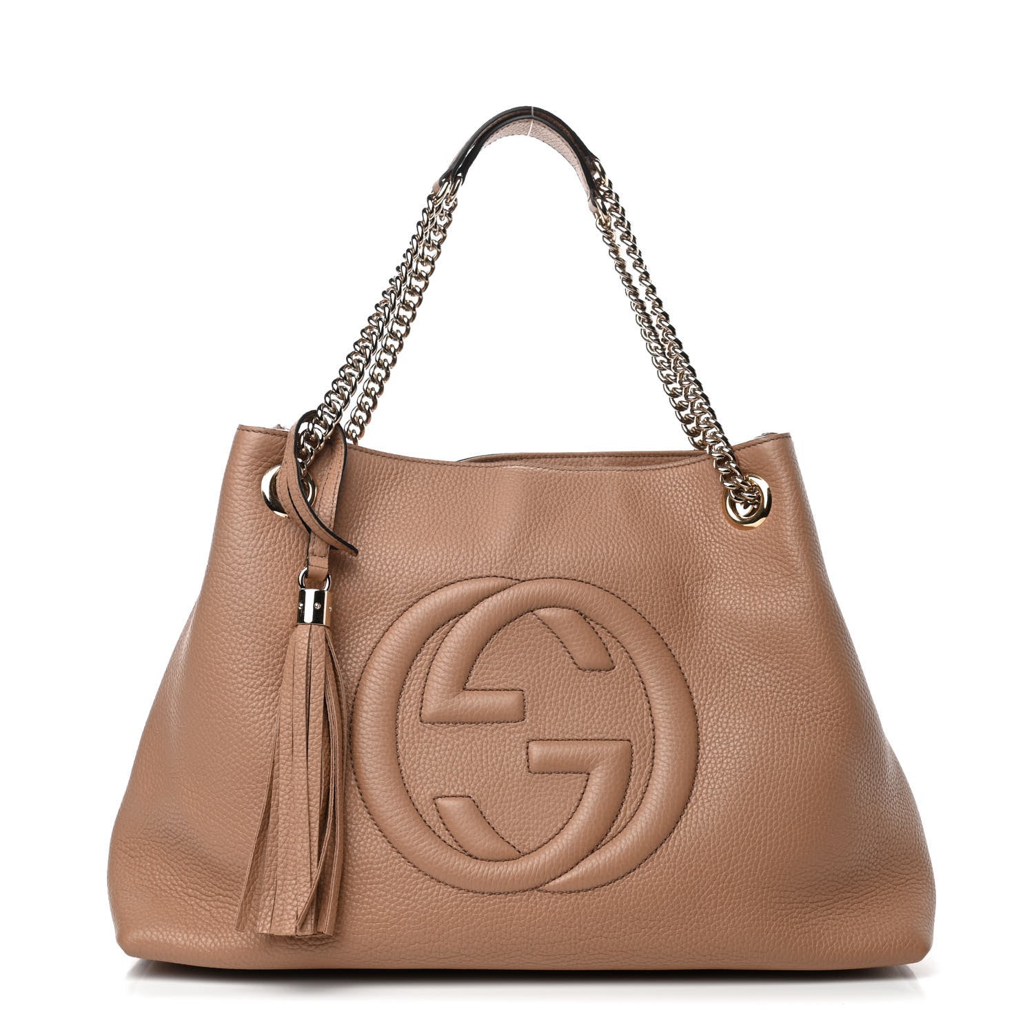 Gucci Pebbled Calfskin Medium Soho Chain Shoulder Bag Camelia 1 of 10