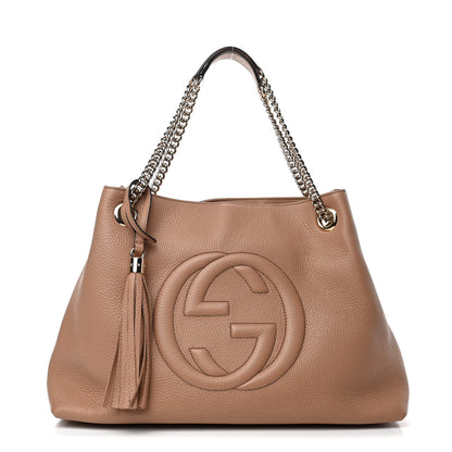 Gucci Pebbled Calfskin Medium Soho Chain Shoulder Bag Camelia 1 of 10