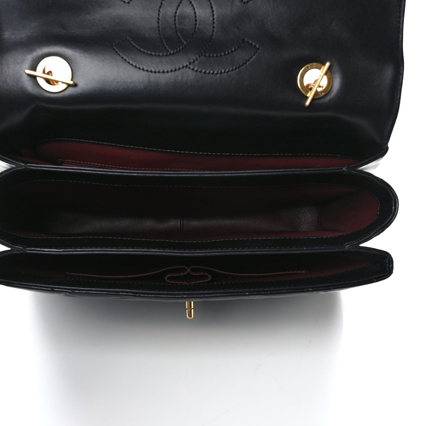 Lambskin Quilted Large Trendy CC Dual Handle Flap Bag Black