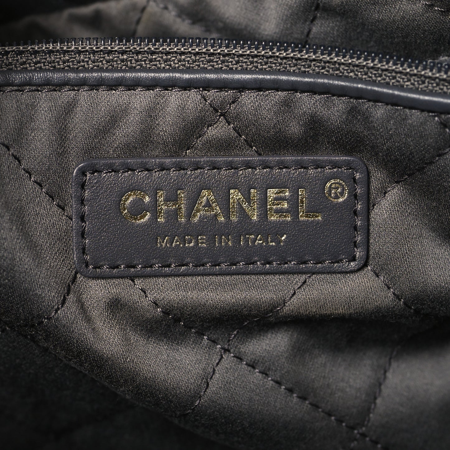 Shiny Calfskin Quilted Chanel 22 Dark Grey