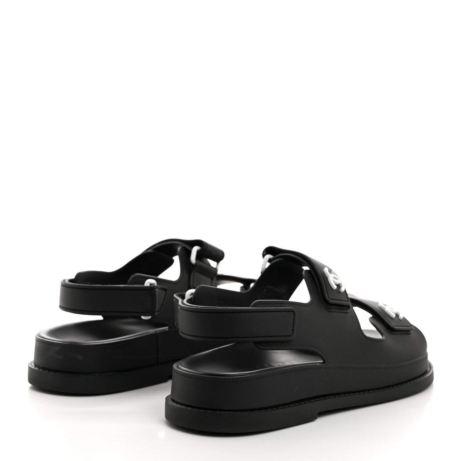 Chanel Rubber CC Dad Sandals 35 Black 4 of 8